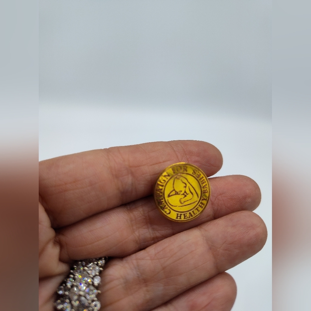 Vintage Campaign for a Healthy Baby Awareness Gold Lapel Pin Collectible